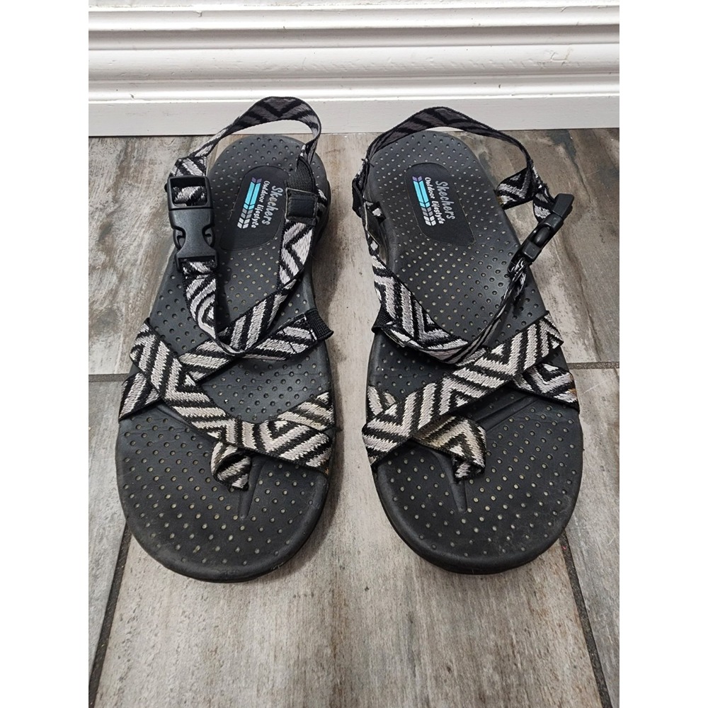 Skechers Outdoor Lifestyles Women Reggaes Sandal Size 6 Toe Thong Black